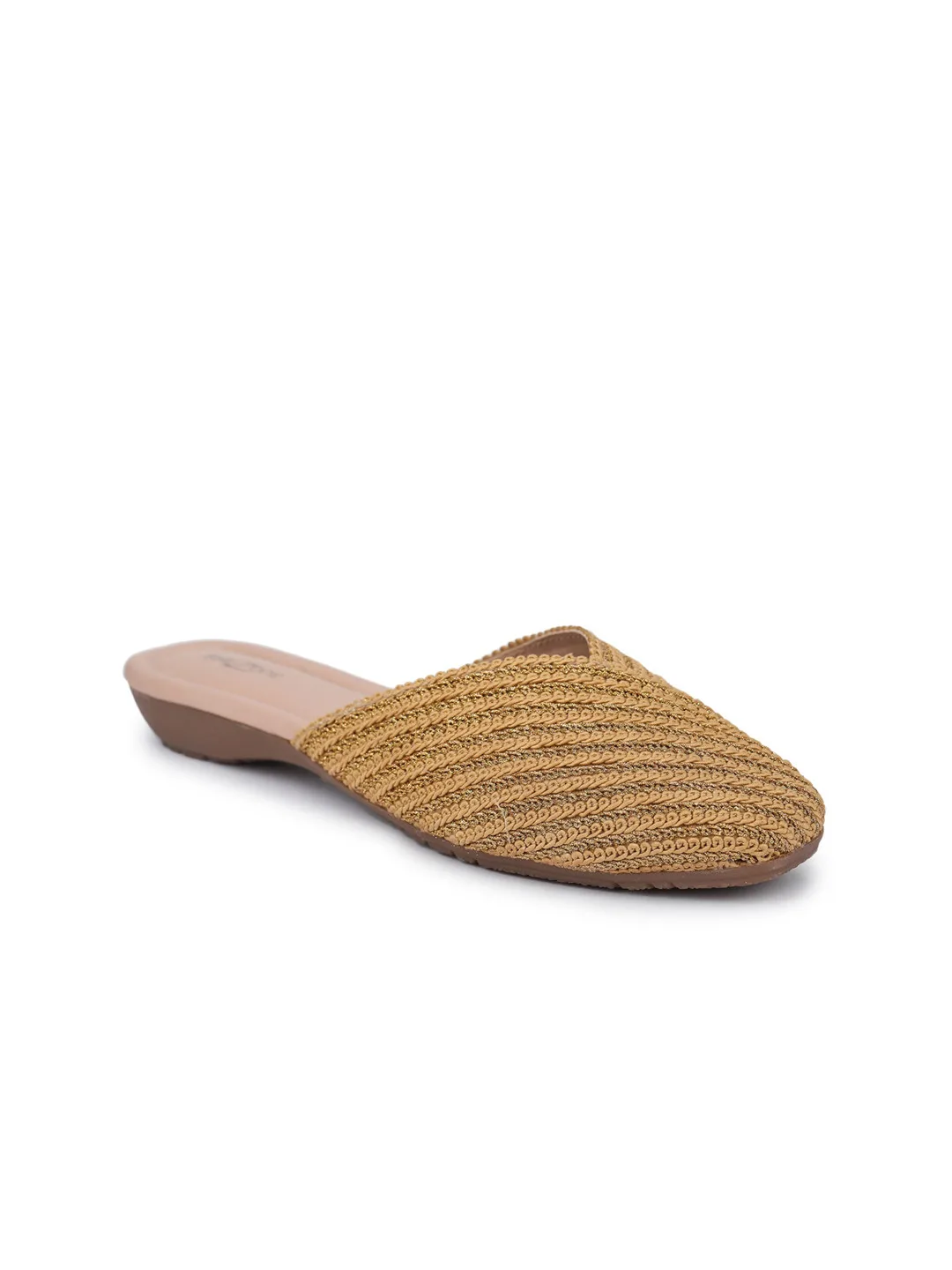 Shezone Gold-toned flat mules