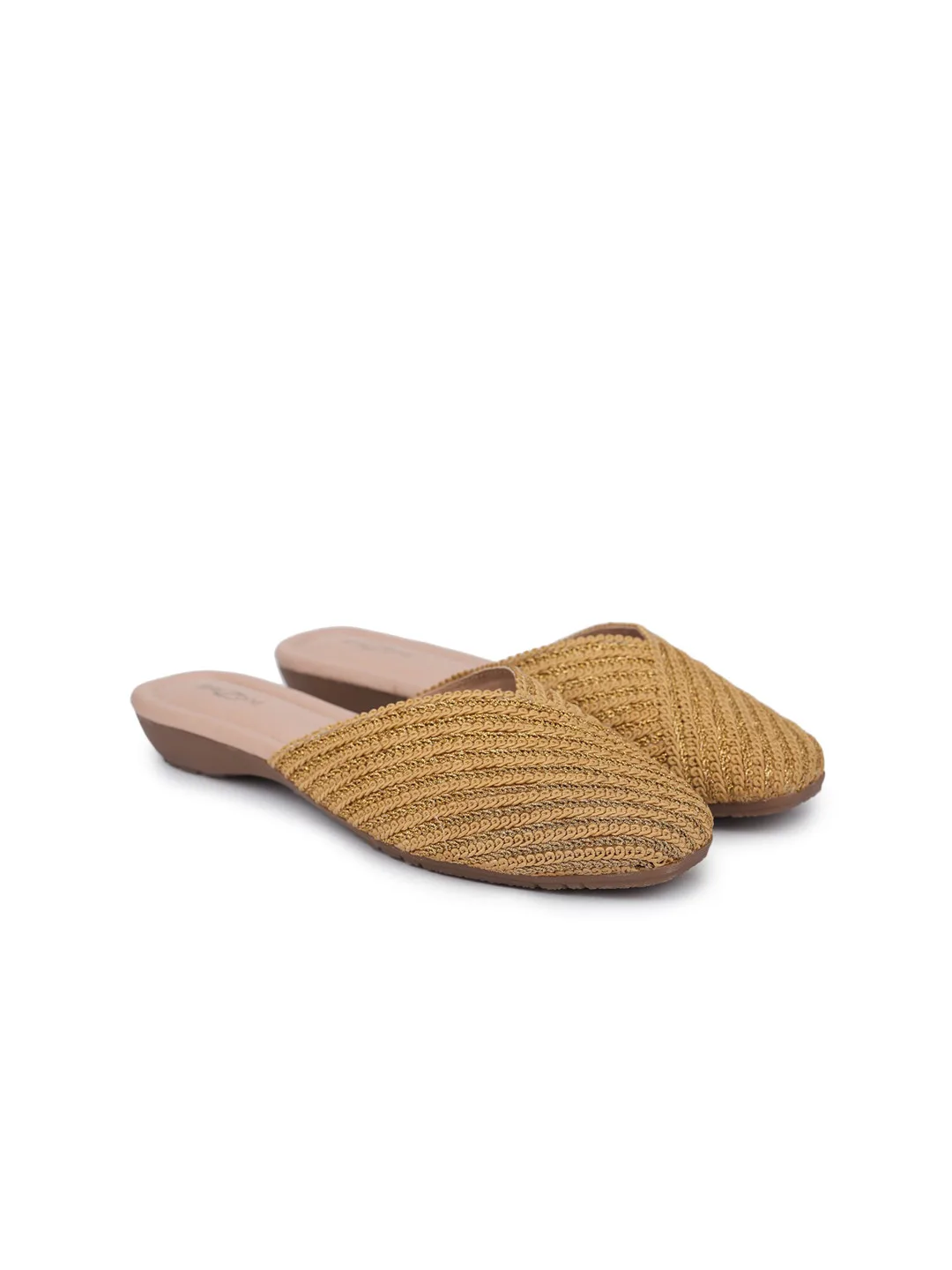 Shezone Gold-toned flat mules