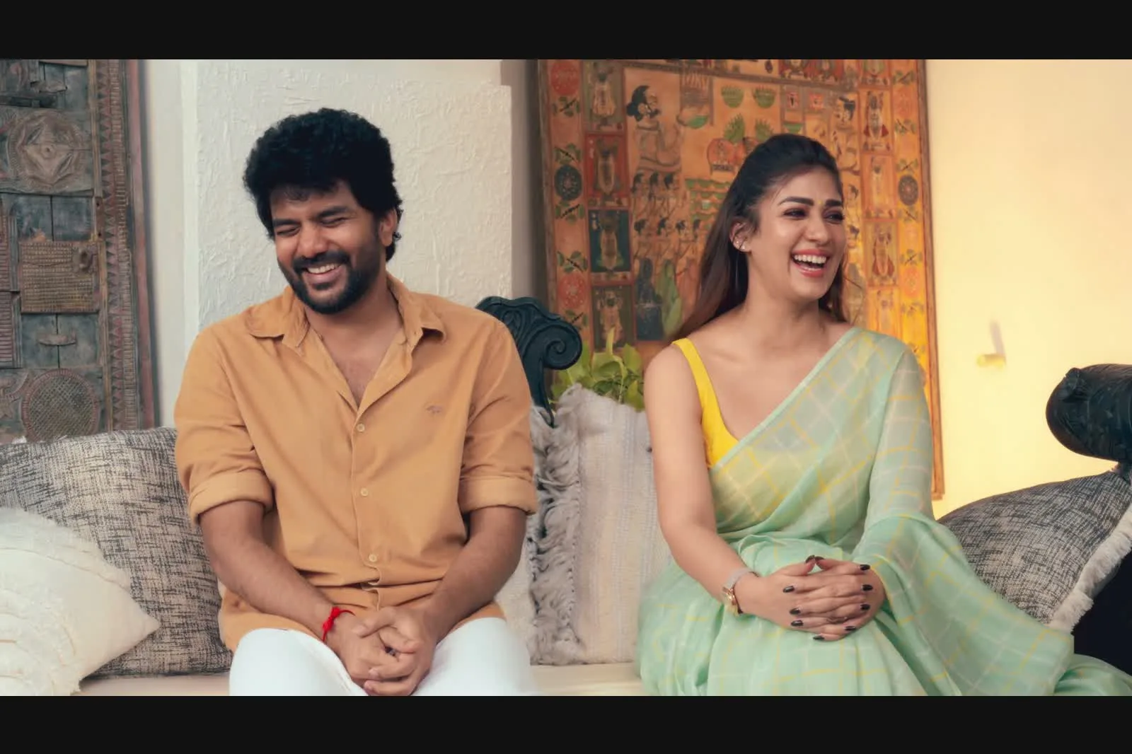 Nayanthara — With Kavin, her co-star in Hi, on the same sofa