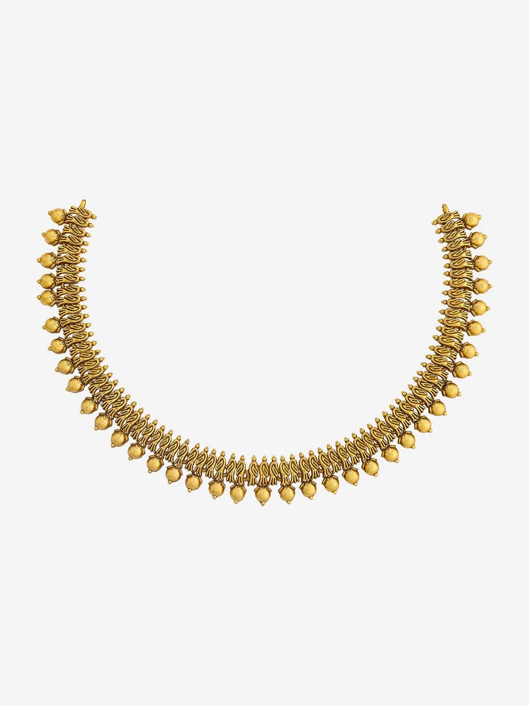 Kushal’s Fashion Jewellery Short antique-gold necklace with drop fringe