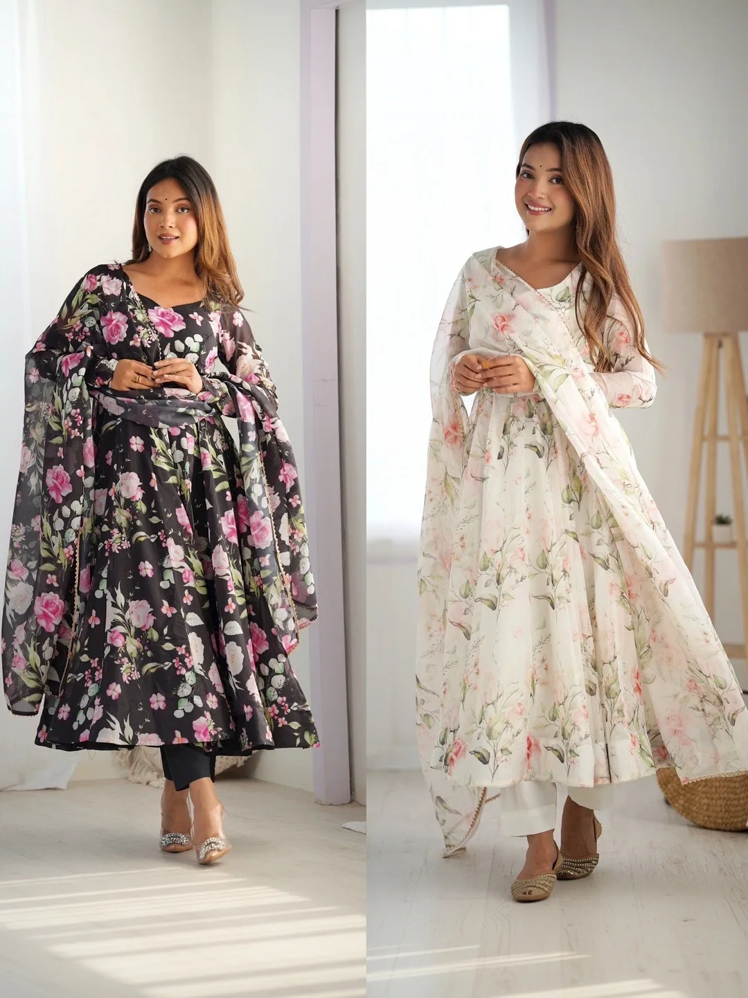 Urban Nakhre Our pick under ₹2,000 — off-white floral kurta with trousers and dupatta