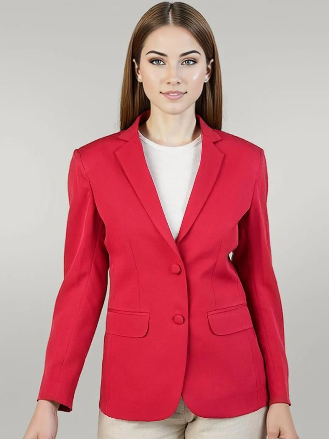 Talethread Red notched-collar single-breasted jacket