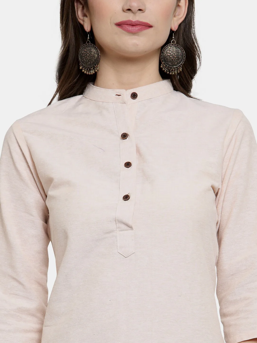 Enchanted Drapes Ivory solid cotton A-line kurta
