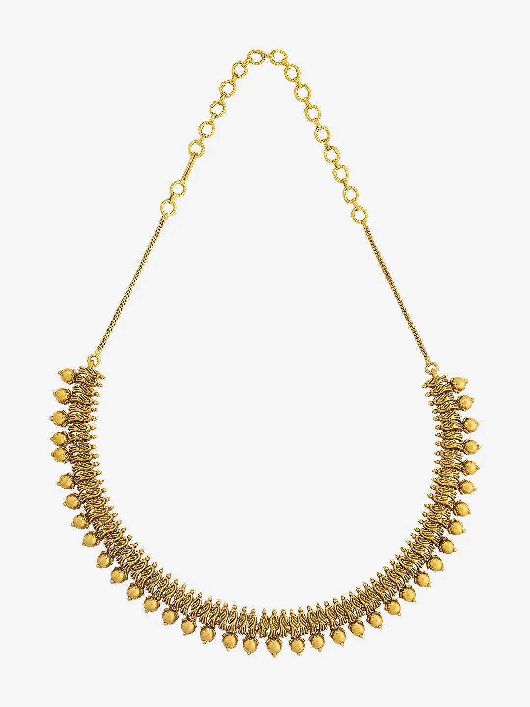 Kushal’s Fashion Jewellery Short antique-gold necklace with drop fringe
