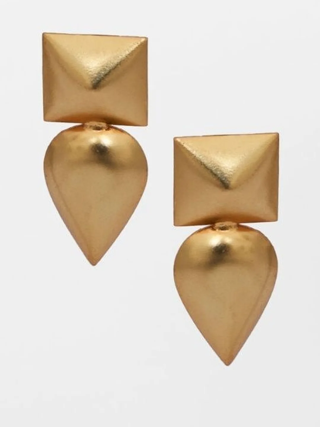 HENA DESIGNS LLP Matte-gold geometric statement studs