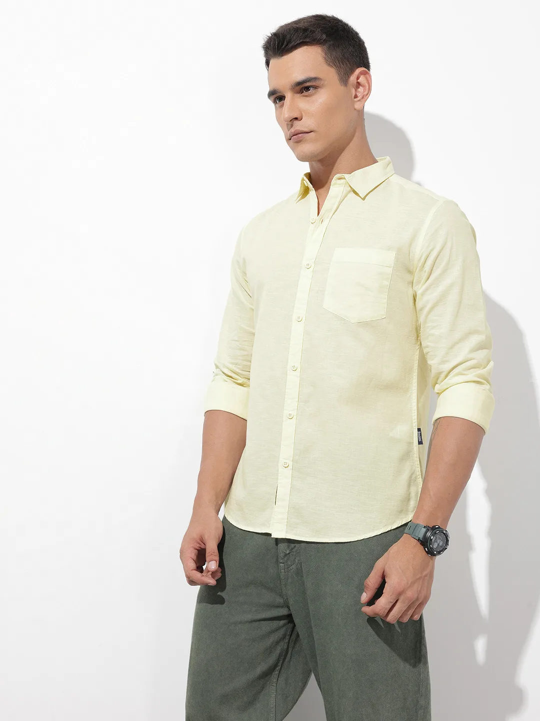 Roadster Pale yellow cotton-linen shirt