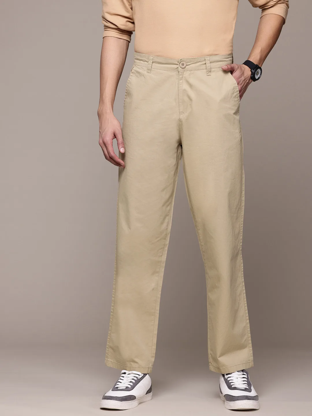 Roadster Straight-fit khaki chinos