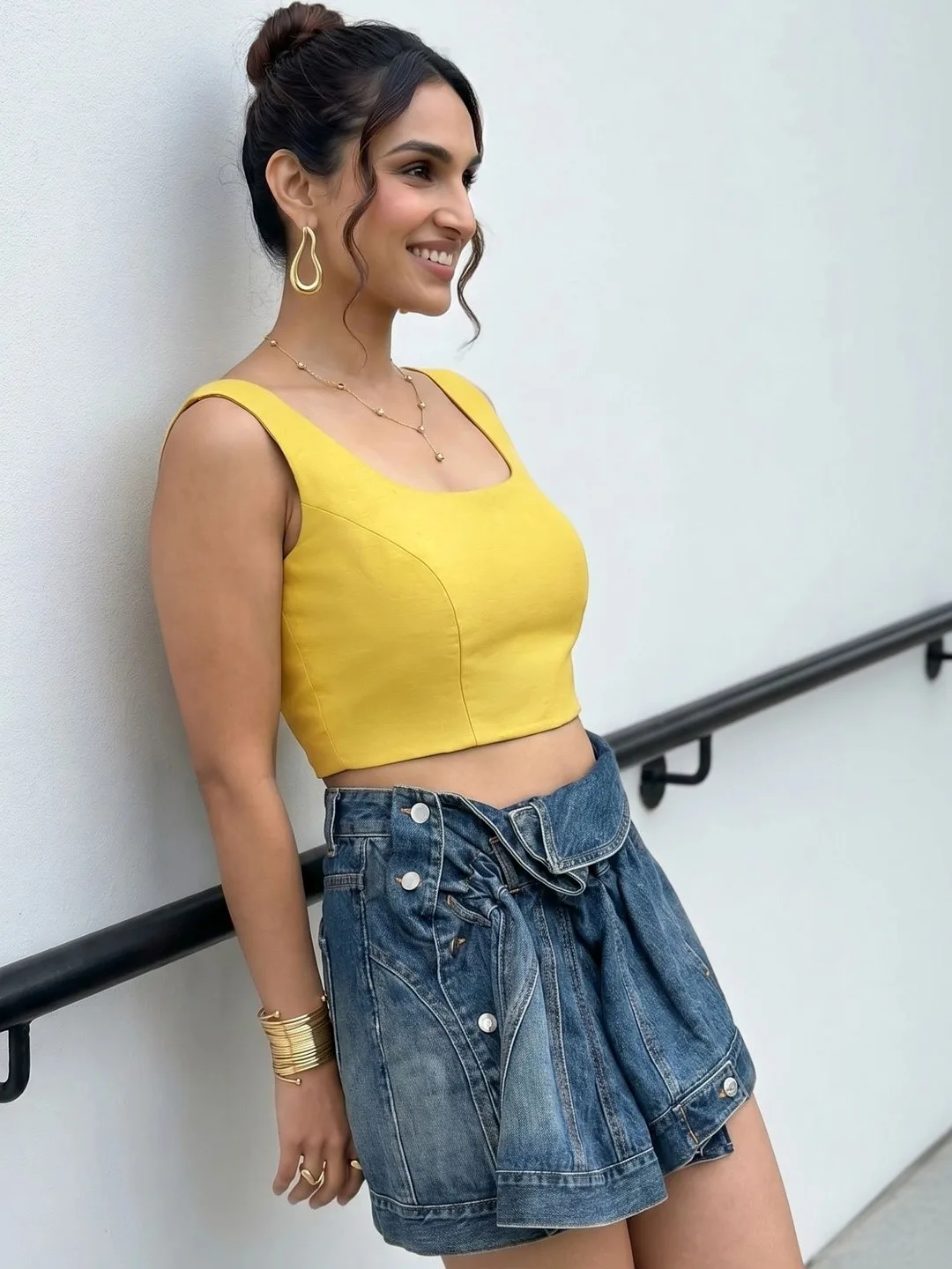 Aanyor Our pick under ₹700 — plain mustard sleeveless blouse, round neck