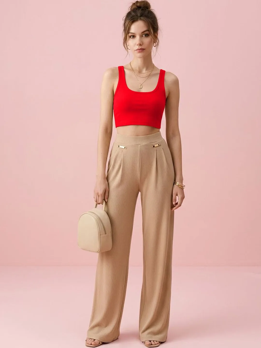 Neon Femme Red square-neck sleeveless top