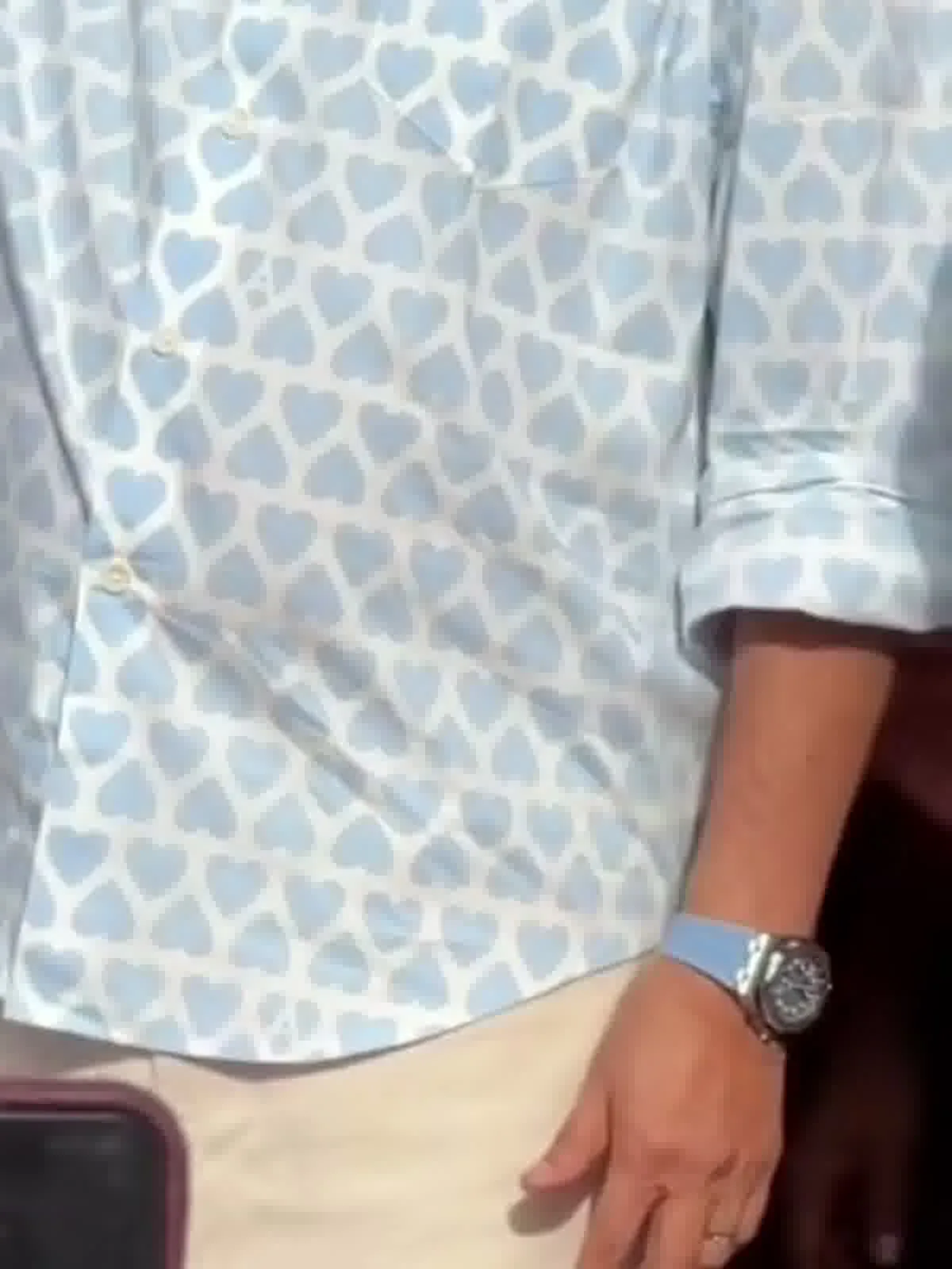 Mammootty — Where the two pieces meet — the shirt hem left loose over plain warm-ivory trousers