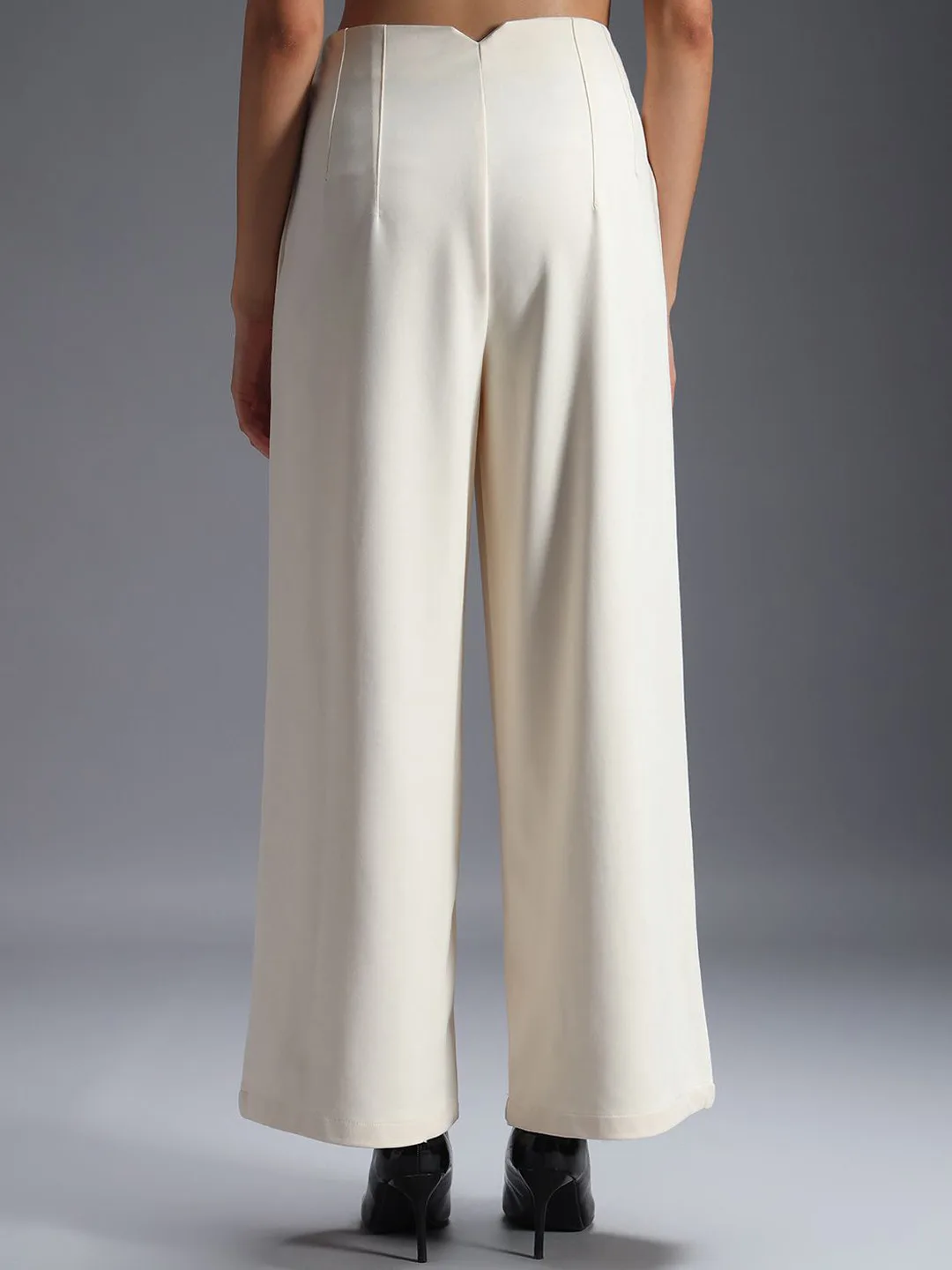 Zastraa Ivory high-rise wide-leg trousers
