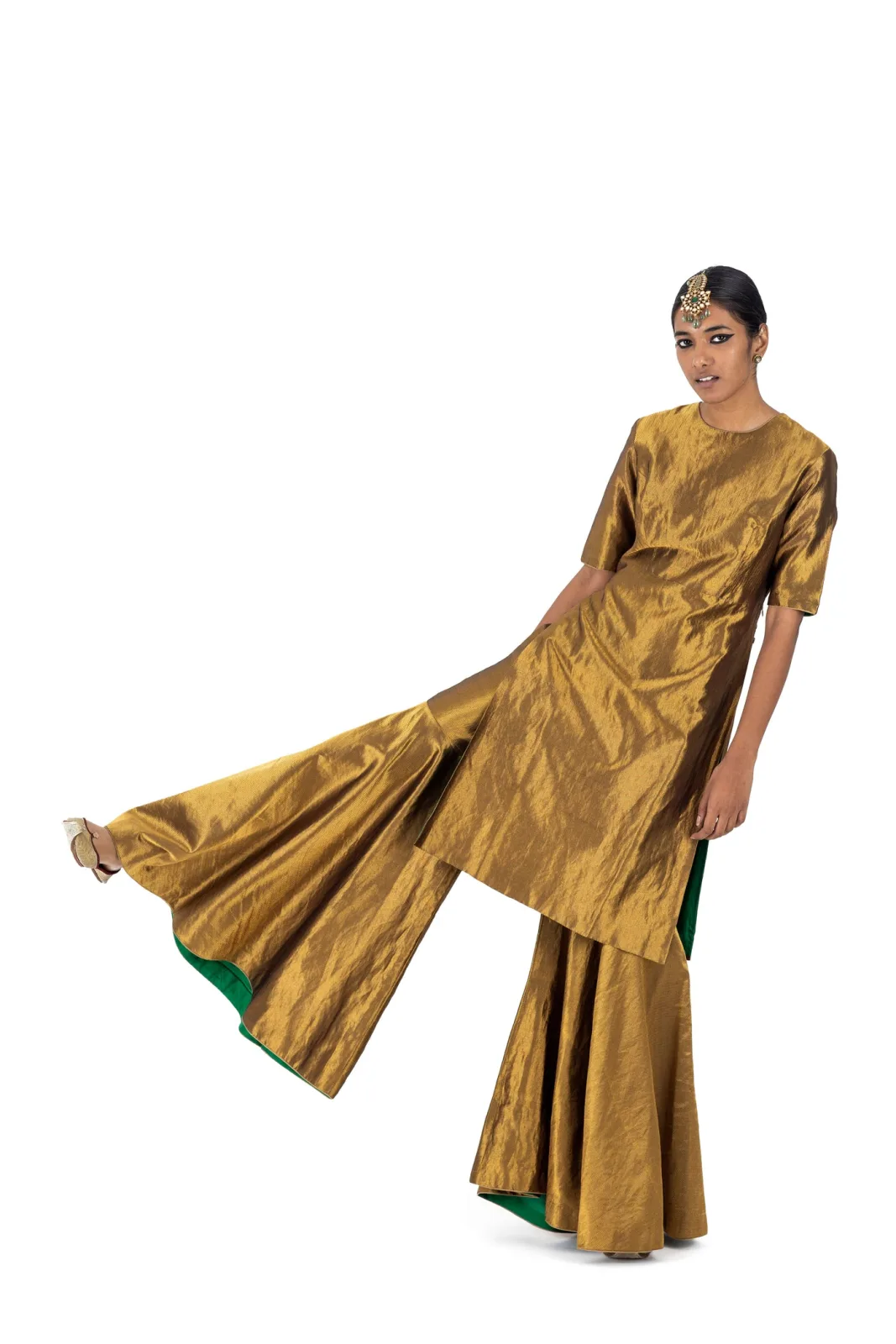 Raw Mango Imarti & Bayaar gold silk-twill kurta and sharara