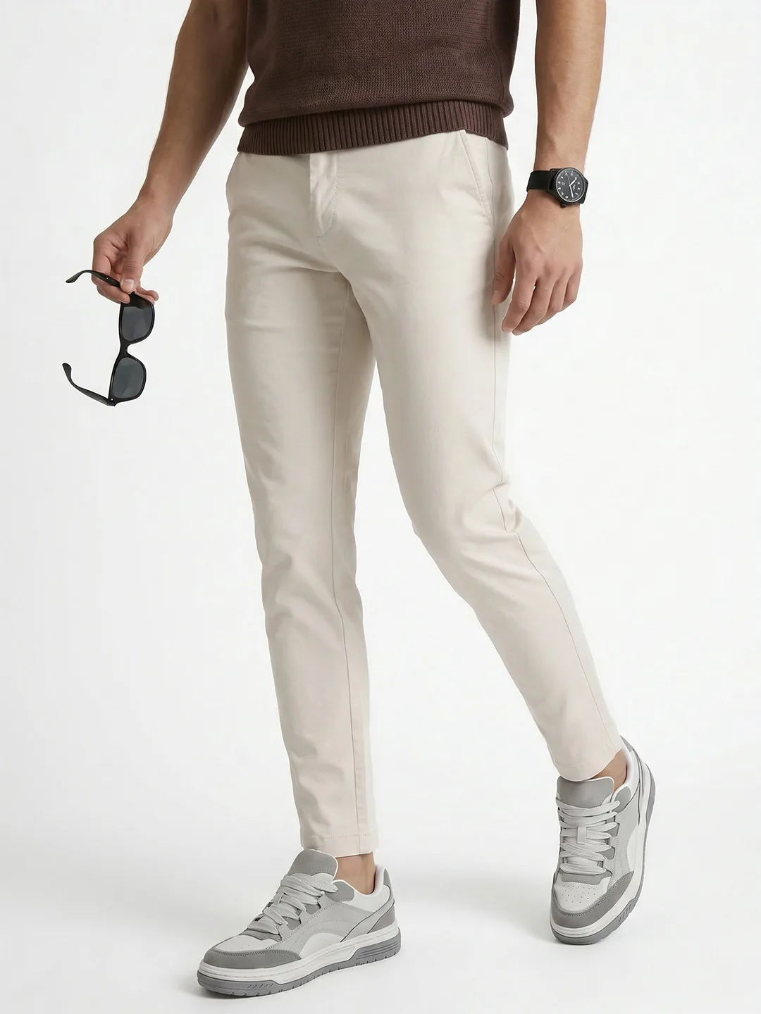 Cream cotton trousers