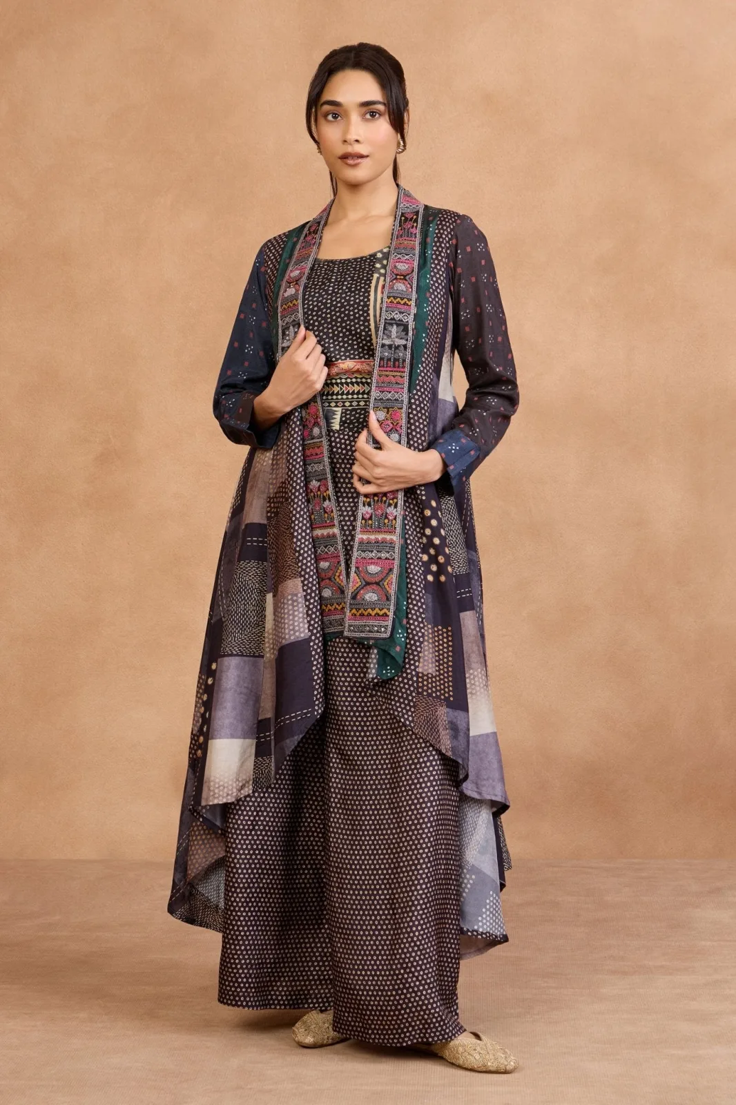 Ilaara Studio The “Neelambari” jacket, crop top and pant set