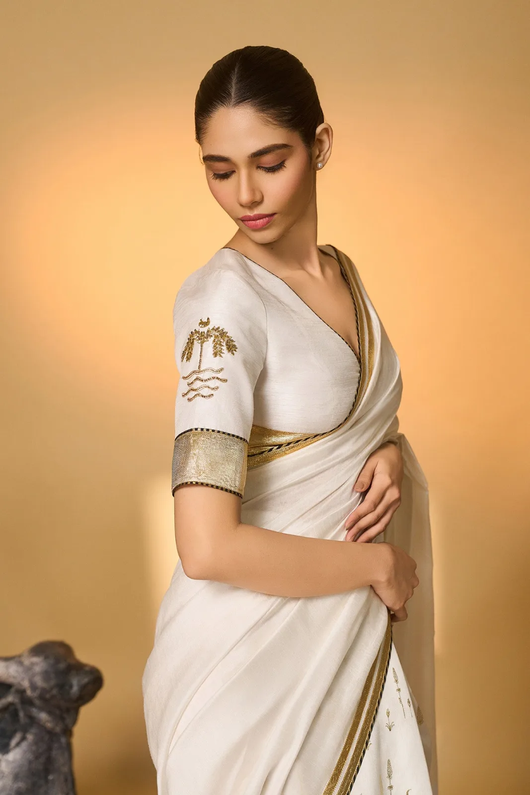 Masaba White Moonfield gota embroidered saree