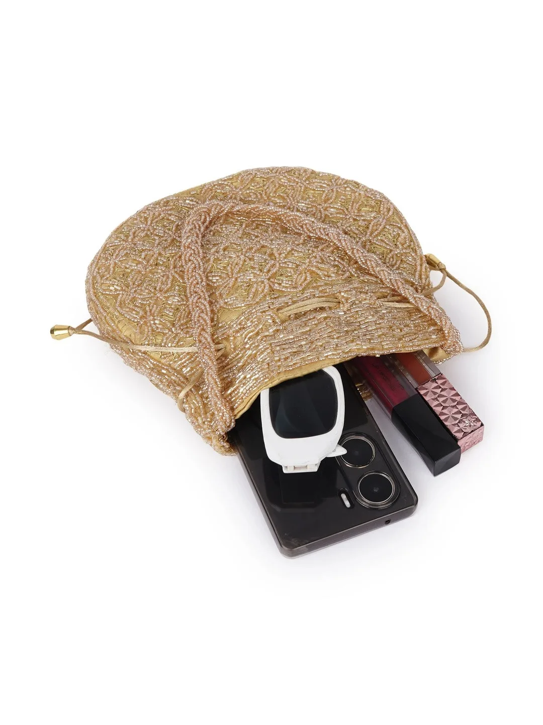 ROLEXO Gold embroidered potli