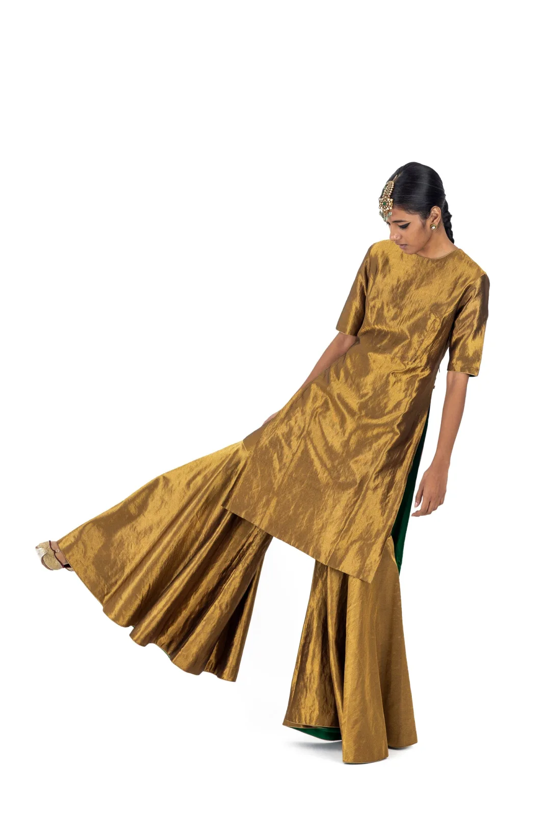Raw Mango Imarti & Bayaar gold silk-twill kurta and sharara