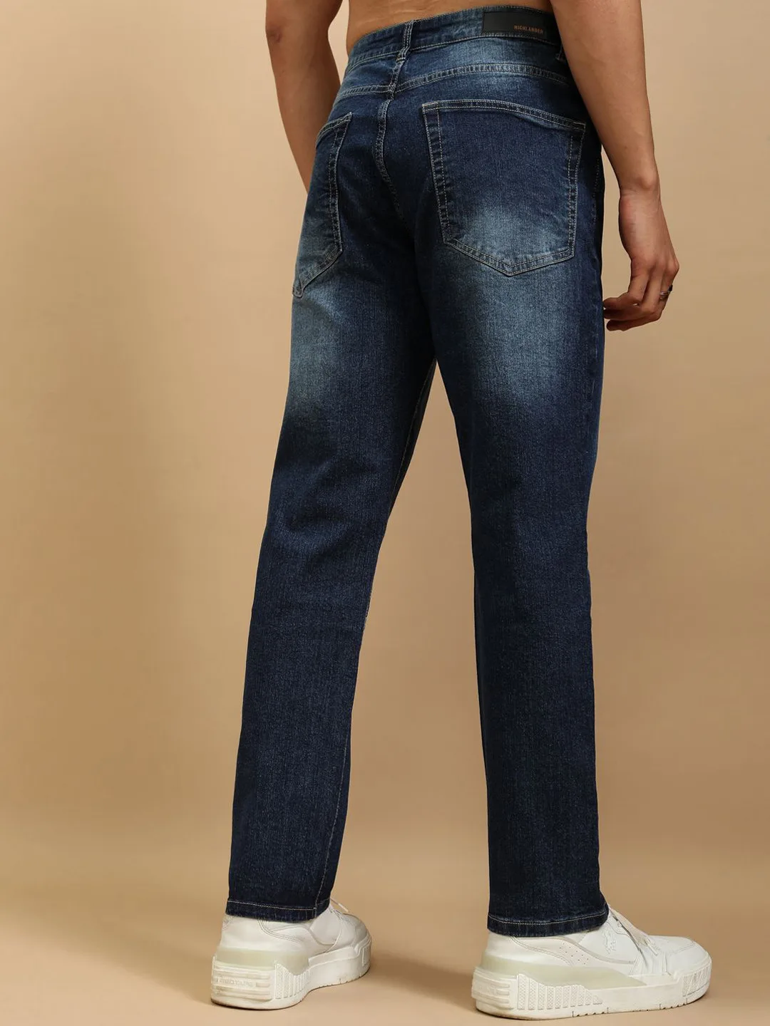 HIGHLANDER Mid-blue straight-fit washed jeans