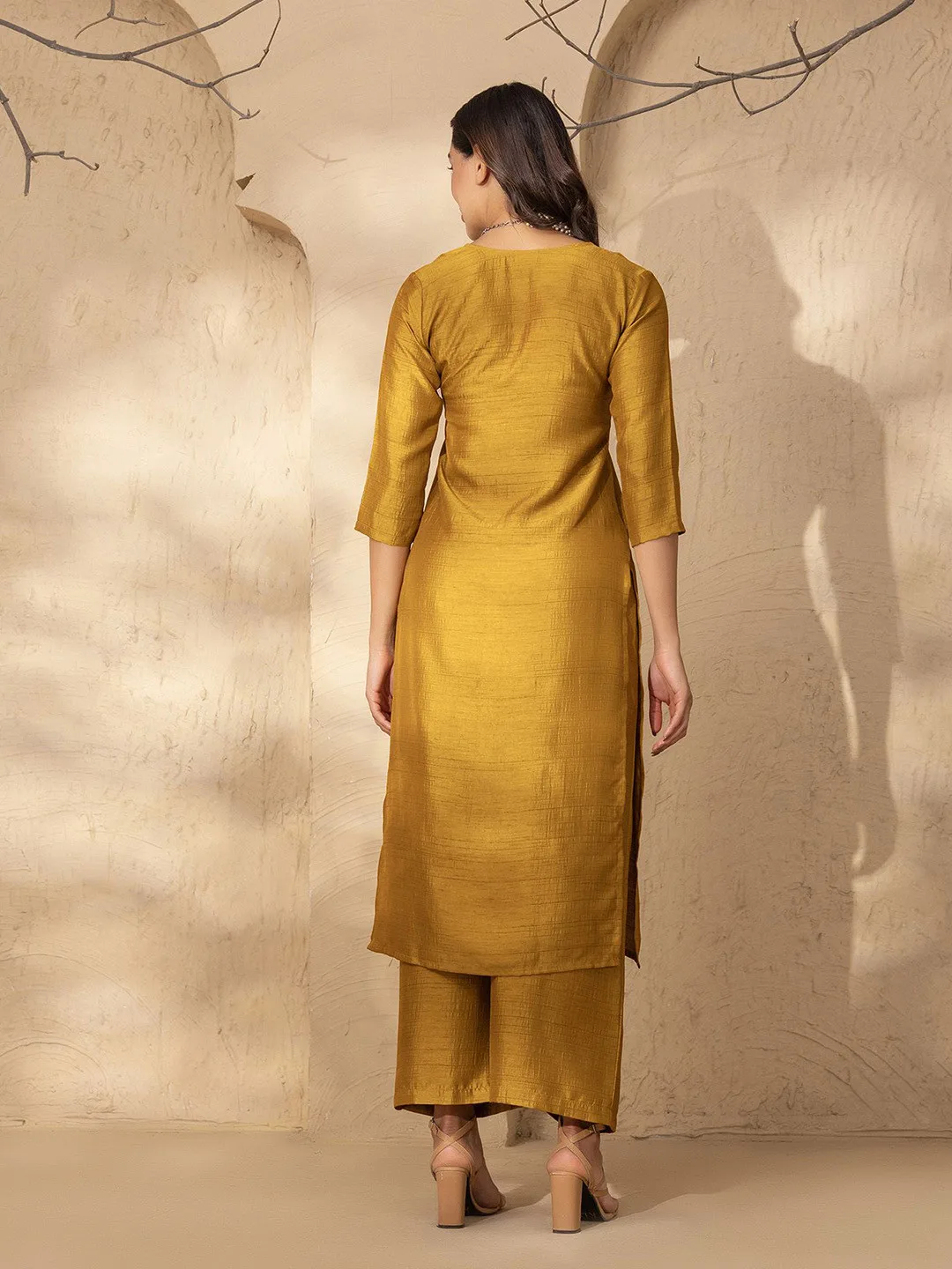 MABISH by Sonal Jain Gold silk-blend kurta with palazzos