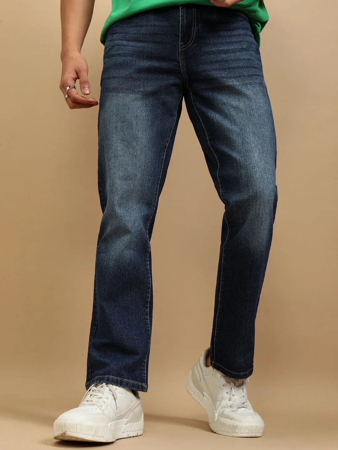HIGHLANDER Mid-blue straight-fit washed jeans