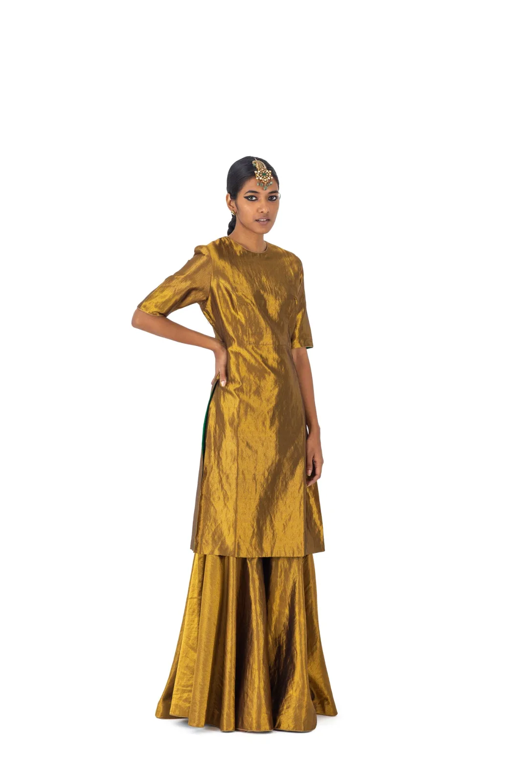 Imarti & Bayaar gold silk-twill kurta and sharara