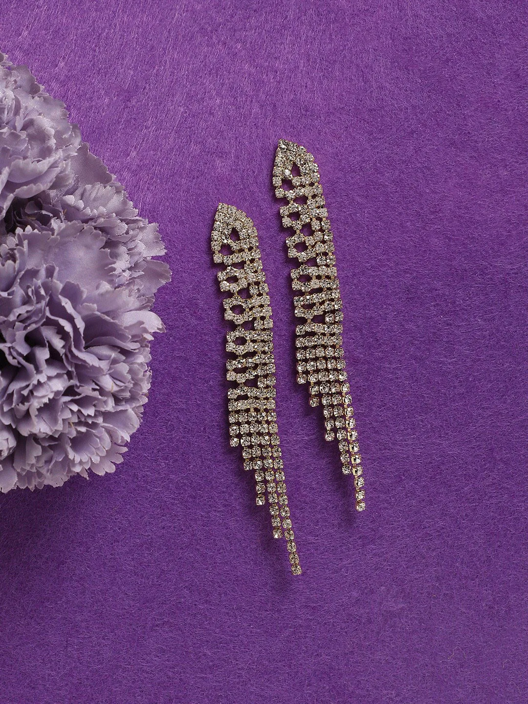 SOHI Gold-toned long linear drop earrings