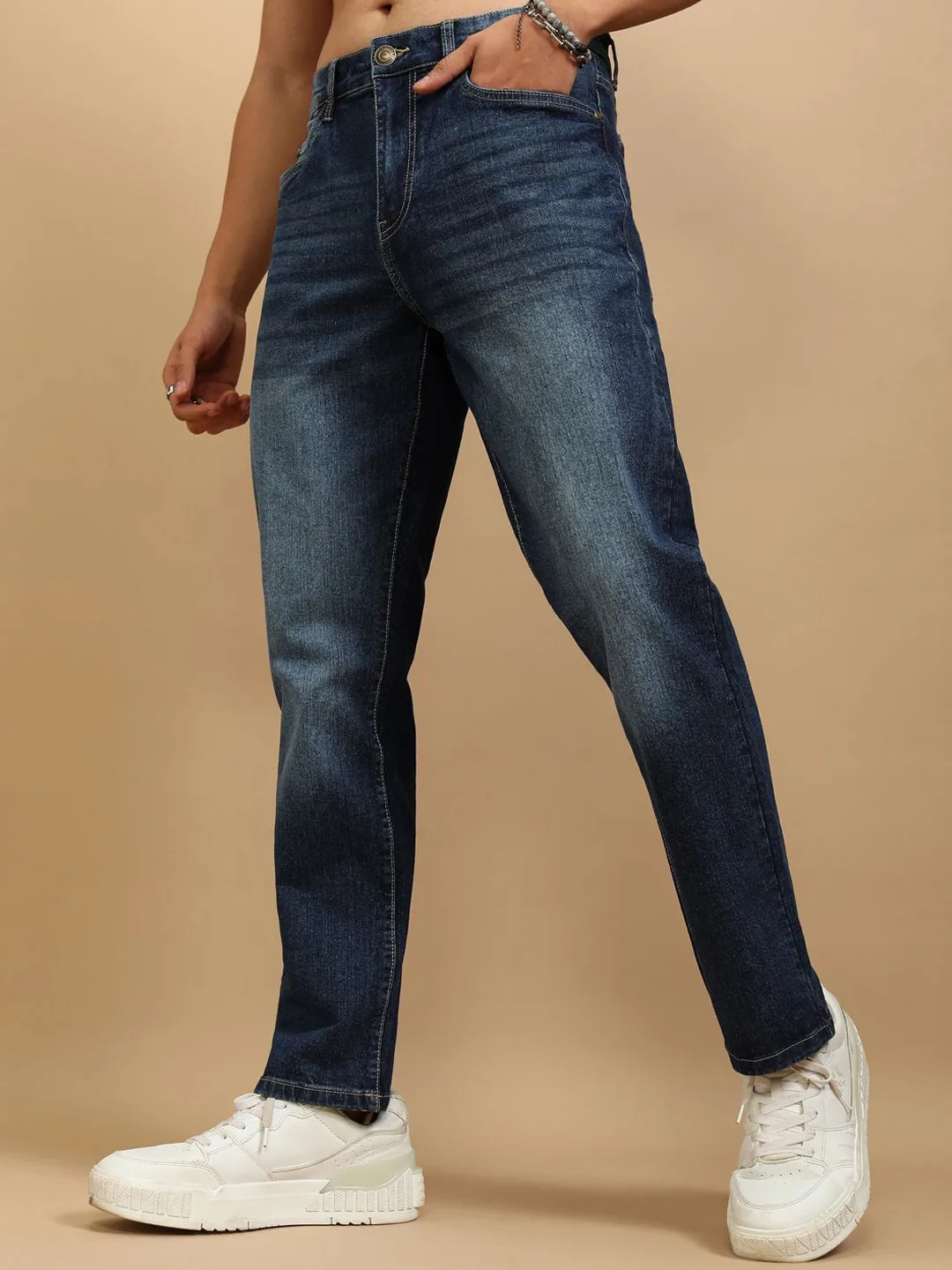 HIGHLANDER Mid-blue straight-fit washed jeans