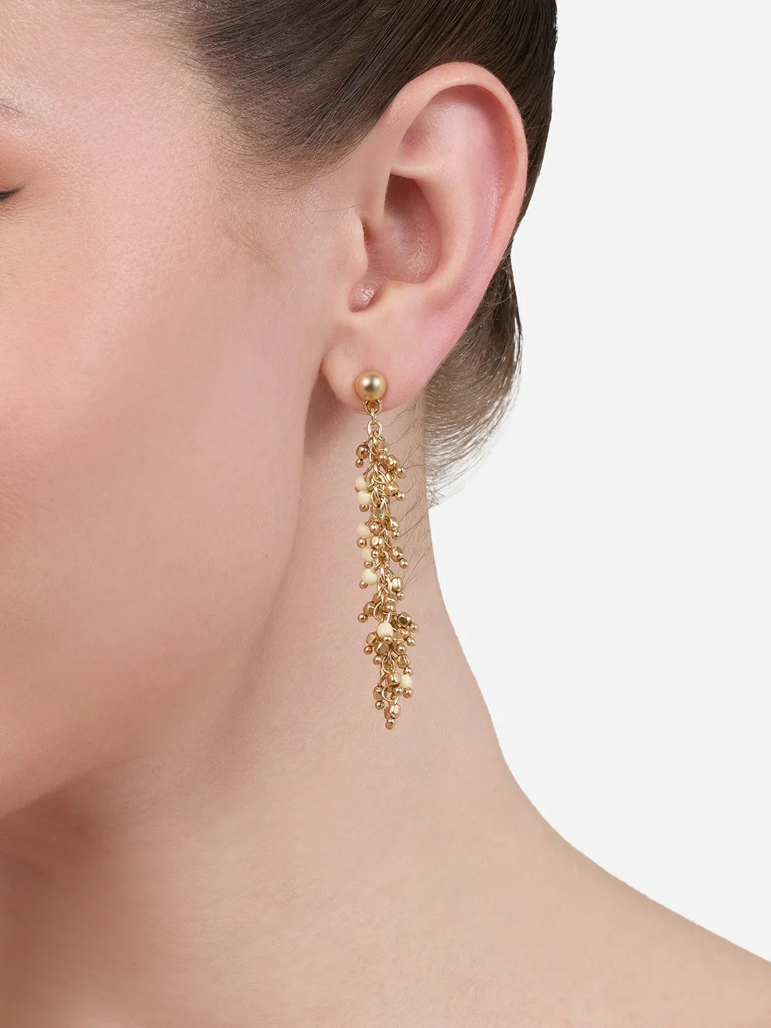 Gold bead-cluster drop earrings