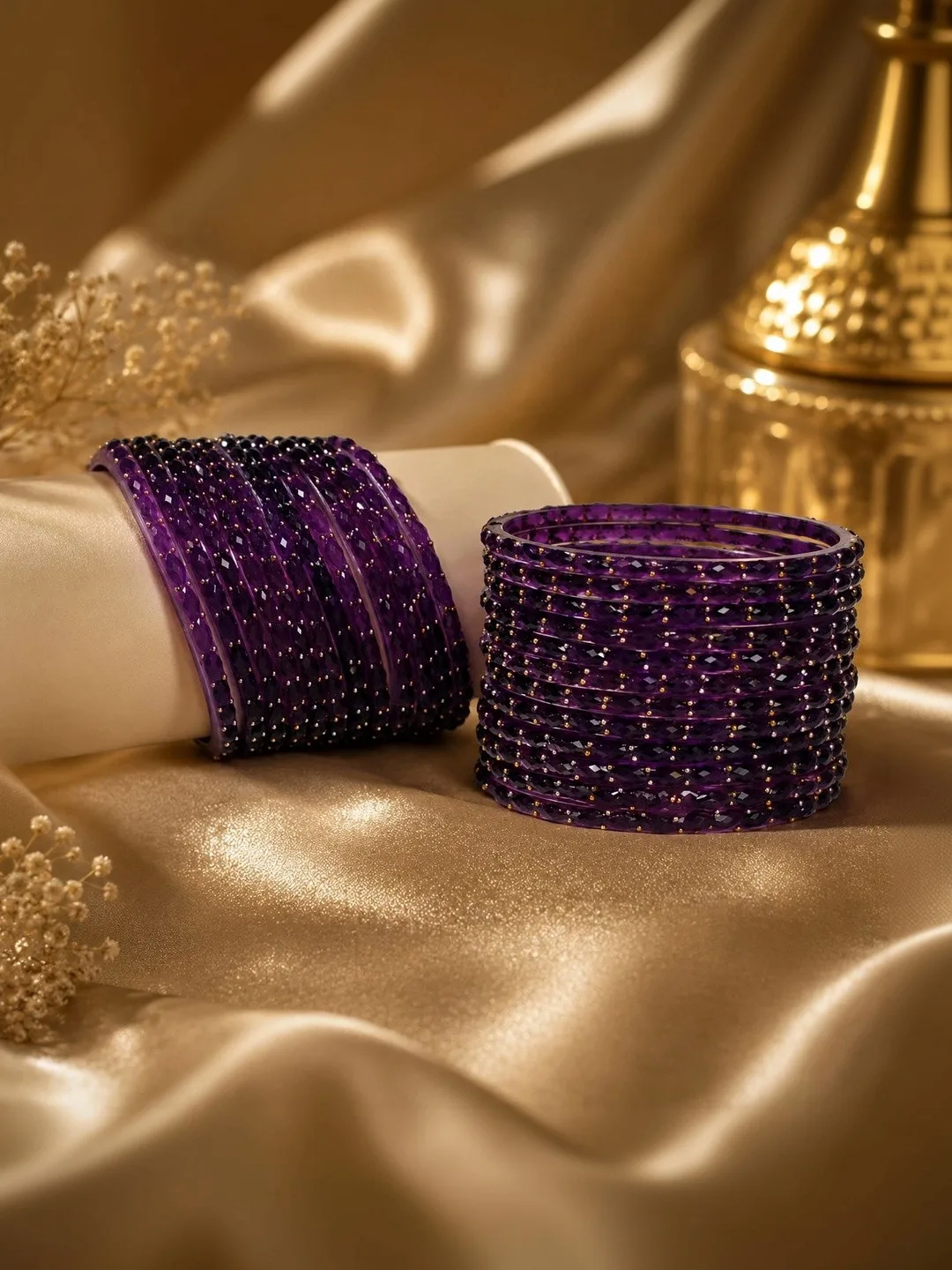 OmTrend Violet glass bangles, set of 24
